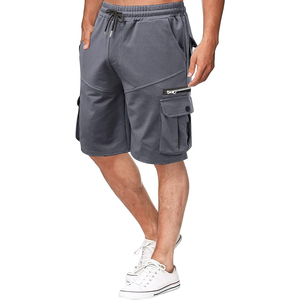 กางเกงขาสั้นคาร์โก้สำหรับผู้ชายกางเกงขาสั้นสไตล์เทชแวร์เอวยางยืดมีกระเป๋ามีซิปแบบลำลองสำหรับเข้ายิม - Product Image 5