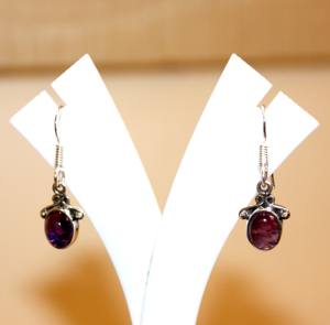 Boucles d'oreilles en argent sterling 925 de style ethnique avec pendentif améthyste en cristal de guérison fabriquées à la main au Népal avec idée de cadeau de mode turquoise - Product Image 1