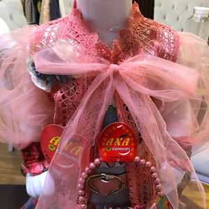 Vestido de Fiesta de Algodón Estampado Verde/Rosa para Niña, Diseño Floral, Sin Mangas, Vestido de Gala, Bolsa de Satén, Primavera - Product Image 5