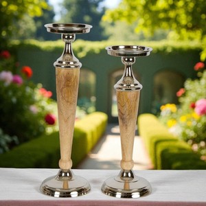 Juego impreso de madera de aluminio hecho a mano de oro de lujo 2 candelabros linternas tarros de velas para decoración de boda de Pascua hogar decorativo - Product Image 5
