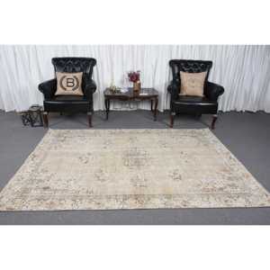 Vintage Turkish <b>Rug</b> 5.3x8.2 ft (163x250 cm), Brown Gray <b>Check</b> <b>Rug</b> - Product Image 2