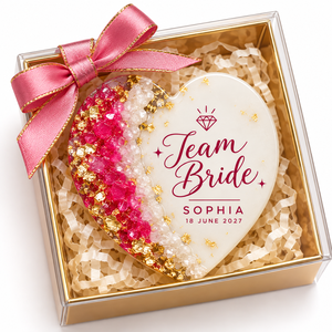Imanes de Resina Epoxi con Forma de Corazón Personalizados, Recuerdos de Boda para el Equipo de la Novia, Regalos para la Fiesta de Despedida de Soltera, Nombres y Fechas Personalizados, Múltiples Opciones de Color - Product Image 3