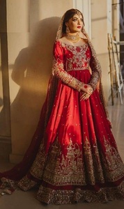 2023 lourd Zari broderie travail Anarkali Lehenga Dupatta robe soie coton orné cristal verre perles pierre Dabka travail - Product Image 2