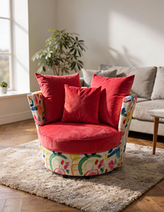 Silla de Acento Moderna Tapizada DUNA |   Estructura de madera maciza, tela personalizada - Product Image 1