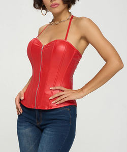 Corset bustier surbuste en similicuir de soie respirant à lacets et à armatures pour femmes sexy de qualité supérieure, taille plus - Product Image 2