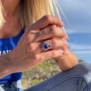 Natural <b>Lapis</b> <b>Lazuli</b> <b>Ring</b> 925 Sterling Silver Handmade Talented Artisans Vintage Style Prong Setting Engagement <b>Ring</b> Third Party - Product Image 2