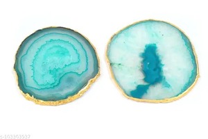 Sous-verre exclusif en agate bleu royal avec boutons décoratifs en pierre de surface polie dorée pour l'amélioration des meubles de commode de cuisine - Product Image 3