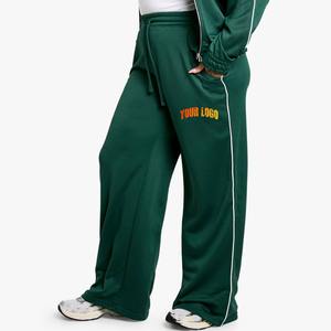 Pantalones de chándal de mujer apilados a rayas reflectantes retro personalizados OEM, pantalones de chándal de pierna ancha de nailon causal cortavientos lateral estilo cordón - Product Image 4