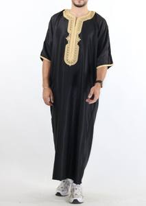 Abaya XXL brodée marocaine de créateur, vêtements traditionnels de l'Aïd pour hommes, polyester de qualité supérieure, anti-froissement, manches longues - Product Image 2