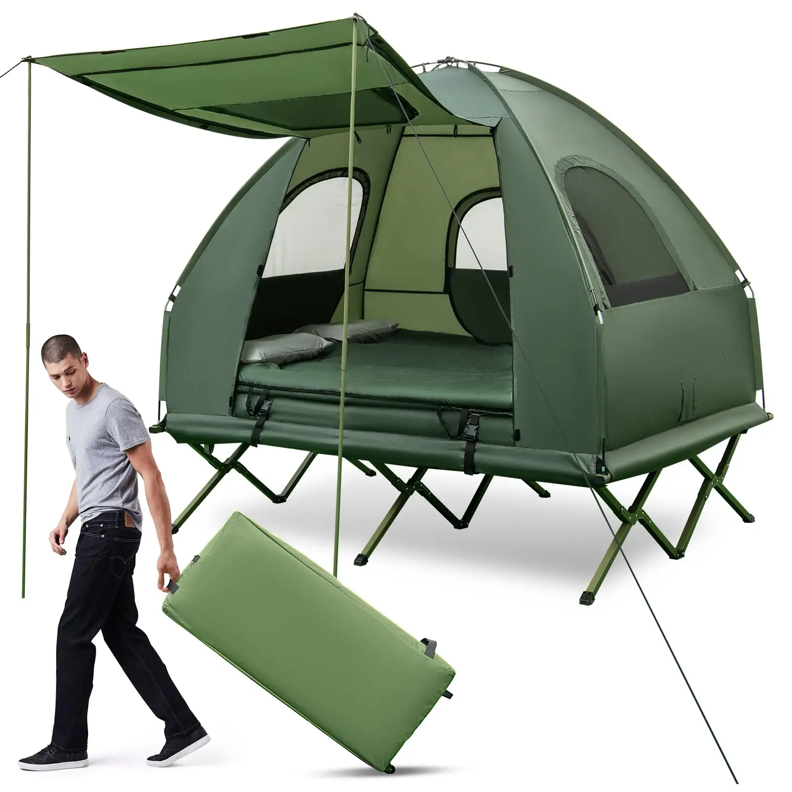 Tùy chỉnh lớn ngoài trời gấp siêu nhẹ Lều Pop Up glamping cắm trại lều trại sang trọng lều không thấm nước với giường