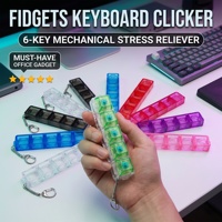 Clavier Fidget à 6 touches avec base transparente en PC, testeur de commutateurs, porte-clés, jouet de bureau anti-stress, cadeau de Noël pour adultes