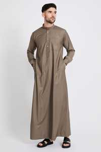 Respirant grande taille léger séchage rapide couleur unie marocain Khamis Thobe dubaï hommes tenue décontracté en gros Qatar pour arabe - Product Image 2