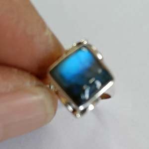 Boho November Birthstone Ring Handmade 925 Sterling Silver Labradorite Cushion Shape Geometric Perfect Gift for Her Birthday - Product Image 3