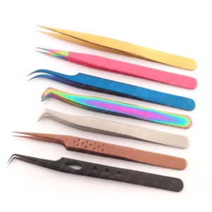 Pinces à épiler japonaises en acier inoxydable colorées, légères et durables pour les extensions de cils, outil de maquillage - Product Image 1