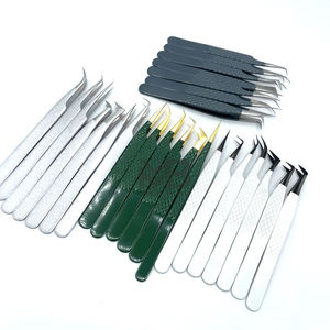 Pinzas de extensión de pestañas con agarre de diamante con punta plateada recubierta de color personalizado al por mayor Acero inoxidable japonés con nombre de marca personalizado - Product Image 2
