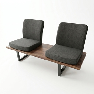 Sofá de Oficina Moderno de Dos Plazas, Cuero PU, Estructura de Madera Maciza, Patas de Madera, Esponja de Alta Densidad, Diseño Minimalista, Duradero, Comercial - Product Image 1