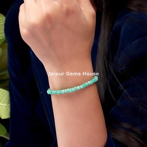 Cuentas de piedras preciosas con forma de rondelle facetadas de amazonita natural hermosa pulsera de cuentas de plata delicada joyería ajustable con cuentas de plata - Product Image 1