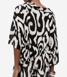 Sublimation design crop <b>top</b> Heavyweight Sand-Washed Silk Draped and <b>Silky</b>, Long-Sleeved Satin Shirt With Large Collar shirt - Product Image 3