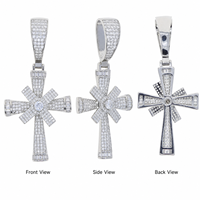 Drehbarer Kreuzanhänger Halskette aus Messing mit Zirkonia Mikro-Pavé Iced Out Hip-Hop Christlicher Schmuck für Herren Geringe Mindestbestellmenge