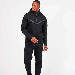 100% Polyester Slim Fit <b>Trouser</b> and Zip up Hoodie Custom Logo Water Proof Zipper Winter Tracksuit For <b>Men's</b> - Product Image 1