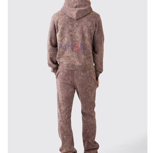 Survêtement pour homme sur mesure, lavage à l'acide, tissu 100% coton, haut à capuche, motif uni, saison hivernale, fabricant de survêtement lavé à l'acide - Product Image 2