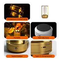 Lanterne de table LED portable de luxe à 3 couleurs, rechargeable, en cristal, pour restaurant extérieur, lampe d'ambiance
