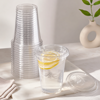 Gobelets en plastique PET transparents jetables écologiques Cundao avec logo personnalisé, à paroi simple, diamètre 92 mm, 7/9/11/12/14/16 oz, pour café glacé
