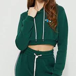 เสื้อแจ็กเก็ตมีซิปสำหรับผู้หญิงเสื้อมีฮู้ดผ้าคอตตอนผ้าเฟรนช์เทอร์รี่ปักลายสำหรับผู้หญิงเสื้อครอปแต่งซิปแบบหนามีซิปสำหรับผู้หญิงผ้าฝ้าย100% - Product Image 5