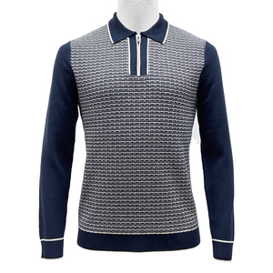 Suéter de lana merino extrafina vintage para hombre FW23, informal, de invierno, con cremallera personalizada, manga larga, cuello alto, transpirable y de secado rápido. - Product Image 1