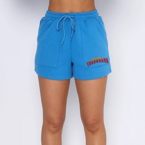Pantalones cortos de mujer con logotipo personalizado Fitness Gym con cordón de lana pantalones cortos de algodón para mujeres pantalones cortos casuales de alta calidad para niñas - Product Image 1