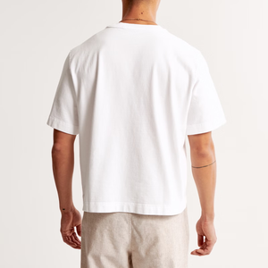 <b>Men</b> Boxy Fit Cotton <b>Crop</b> <b>T</b> <b>Shirt</b> Oversized Short Sleeve Streetwear Loose Fit Heavyweight Casual Fashion Summer Top - Product Image 3