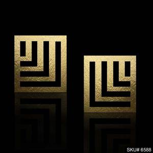 ต่างหูรูปทรงเรขาคณิตขนาดใหญ่ต่างหูแบบเรียบต่างหูดีไซน์เนอร์ชุบทอง18K ต่างหูทองเหลืองรูปทรงเรขาคณิตต่างหูที่สวยงาม - Product Image 1