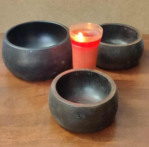 Bougie de luxe sur mesure pour la maison, grand bol à bougie, design rond en nid d'abeille, résistant à la chaleur, écologique, noir mat, fabriqué en bois ciré vintage - Product Image 2