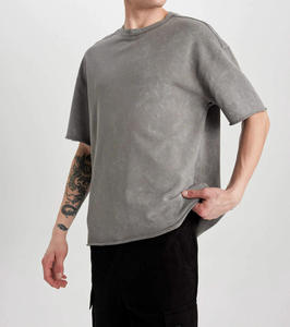 T-shirt en coton double couche surdimensionné et lourd pour hommes 100% coton DTG Print Boxy Design Top Tee Tops pour hommes - Product Image 2