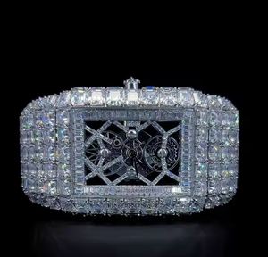 นาฬิกาเพชรสีขาว VVS Moissanite สุดหรูนาฬิกาข้อมือเคลื่อนไหวอัตโนมัติแบบพังสำหรับแฟนนาฬิกาฮิปฮอปเย็น - Product Image 2