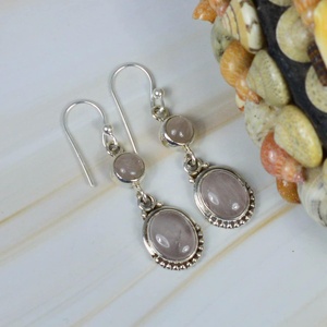 925 argent Sterling massif goutte de haute qualité incroyable ovale coupe rose Rose Quartz pierre précieuse à la mode fantaisie forme belle conception - Product Image 2
