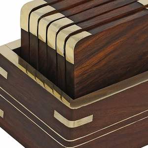 Ensemble de dessous-de-verre en bois naturel de haute qualité, fabriqué à la main, impression personnalisée, respectueux de l'environnement, pour la maison, la cuisine, prix de gros en Inde - Product Image 1