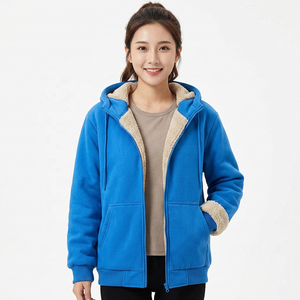 Men's Blue Hooded Windproof <b>Fleece</b> <b>Lined</b> <b>Jacket</b> Regular Fit Winter Casual Outerwear - Product Image 4