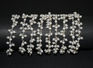 Chaîne de chapelet en perles blanches de 3 mm, plaquée or, enroulée sur fil, pour la fabrication de bijoux, vendue au mètre - Product Image 4