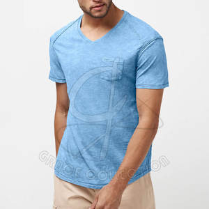 T-shirts décontractés pour hommes 100% coton délavés à l'acide respirants avec poche avant Service OEM Marque privée Prix raisonnables - Product Image 4