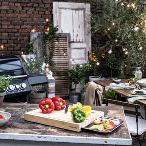 เขียงไม้ไผ่พร้อมถาดสำหรับอุปกรณ์ทำบาร์บีคิวกลางแจ้ง - Product Image 4