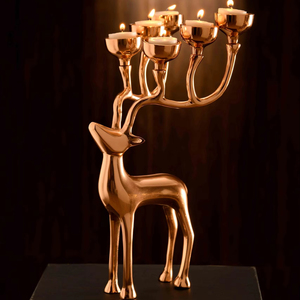 2025 Solid Aluminum Metal Copper Finished Christmas Decor Metal Candle Holder - Product Image 6