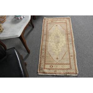 พรมขนสัตว์3.6ft สีเบจสีน้ำตาลคลาสสิกขนาด1.7 x แบบตุรกีดีไซน์แบบเย็บปะติดสำหรับทางเข้าห้องนั่งเล่นหรือห้องนอน - Product Image 3