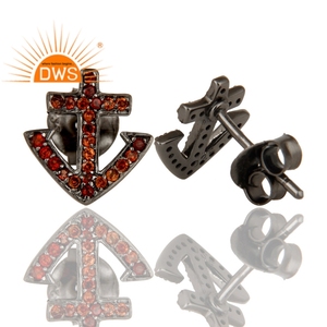 ต่างหูพลอยโกเมนธรรมชาติเงินสเตอร์ลิงขายดีที่สุดผู้ผลิตเครื่องประดับตามสั่ง - Product Image 3