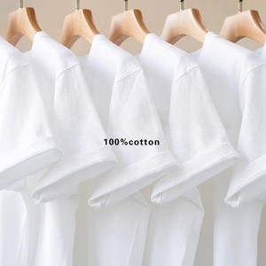 T-shirt pour homme 100 % coton à manches courtes, col rond, coupe classique, blanc uni, décontracté, en jersey tricoté, teint uni - Product Image 1