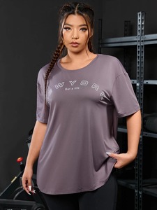 Camiseta de ropa activa de alta calidad para mujer, venta al por mayor, diseño deportivo para fitness, tela estampada de verano con cuello redondo XL - Product Image 4