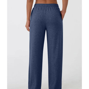 Pantalon de jogging ample pour femme, 100% coton, molleton martial, taille mi-haute, respirant, couleur unie, style streetwear, pour jogging en plein air - Product Image 2