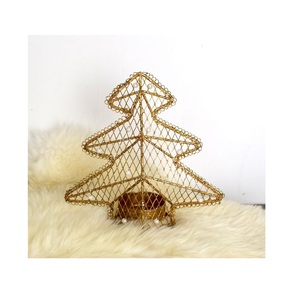 Nouveau support votif de lampe de thé en fil métallique antique de conception en couleur dorée pour la décoration intérieure et la décoration de Noël - Product Image 1