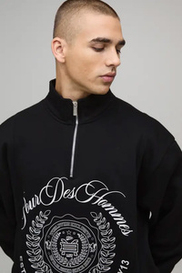 OEM Custom Oversized 100% Cotton Fleece Winter Half Zip Men's <b>Sweatshirt</b> Hoodie 2026 Premium Plus Size Embroidered Pocket <b>Long</b> - Product Image 3