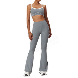 Conjunto de Yoga para Mujer Talla Grande, Color Sólido, Sensación Suave, 2 Piezas, Secado Rápido, Transpirable, Sin Costuras, Cintura Elástica Personalizada, Spandex/Nailon de Alta Calidad - Product Image 1